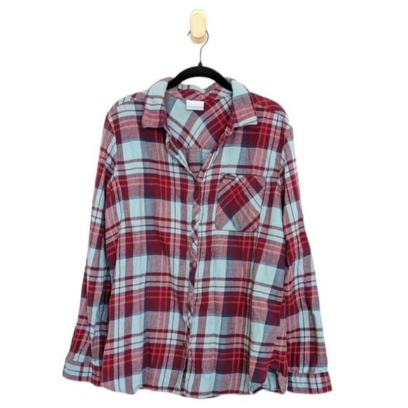 Columbia Tops - COLUMBIA Top Womens Simply Put II Button Down Plaid Flannel Blue Size XL